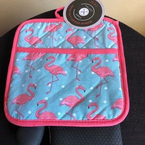Flamingo Neoprene Potholder and Oven Mitt Set